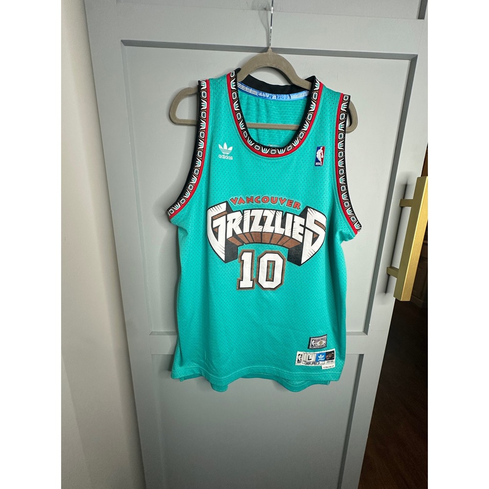 Adidas Vancouver Grizzlies Mike Bibby 10 Hardwood Classics Jersey Teal Mens L